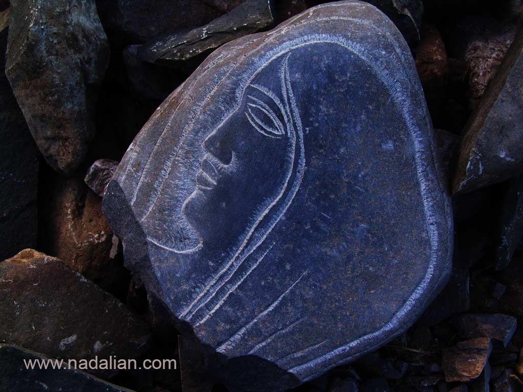 Ahmad Nadalian, Wounded Goddess, Stone Carving, Transferred from Nature to Gallery طبیعت 