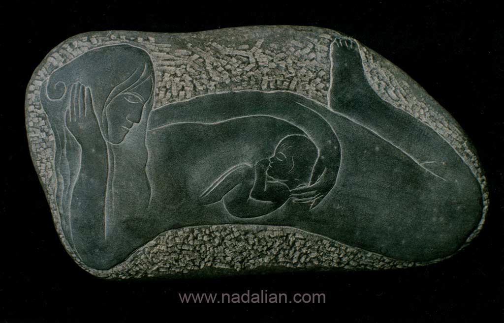 Ahmad Nadalian, Carved Stone, Mother Child