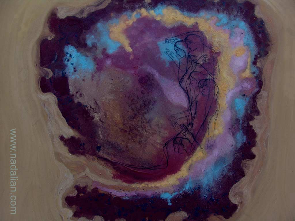 احمد نادعلیان، نقاشی با خاک ها و شن های رنگی بر روی بوم در محیط طبیعی جزیره هرمز