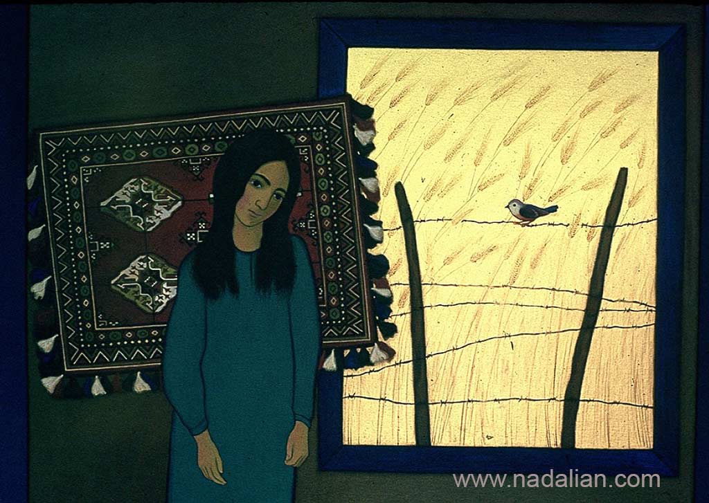 احمد نادعلیان، نقاشی، دختر ترکمن و پرنده