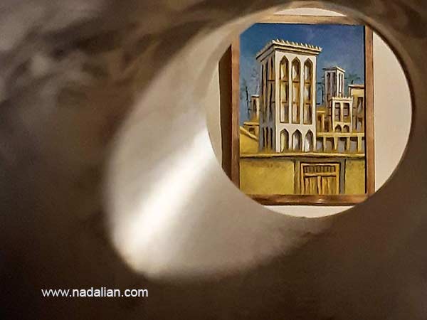 These wind tower can be seen through the aperture of the wall, Dr. Ahmad Nadalian House in Laft Qeshm Island