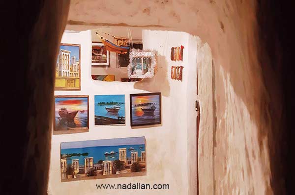 These painting and object can be seen through the small window of Dr. Ahmad Nadalian House in Laft Qeshm Island