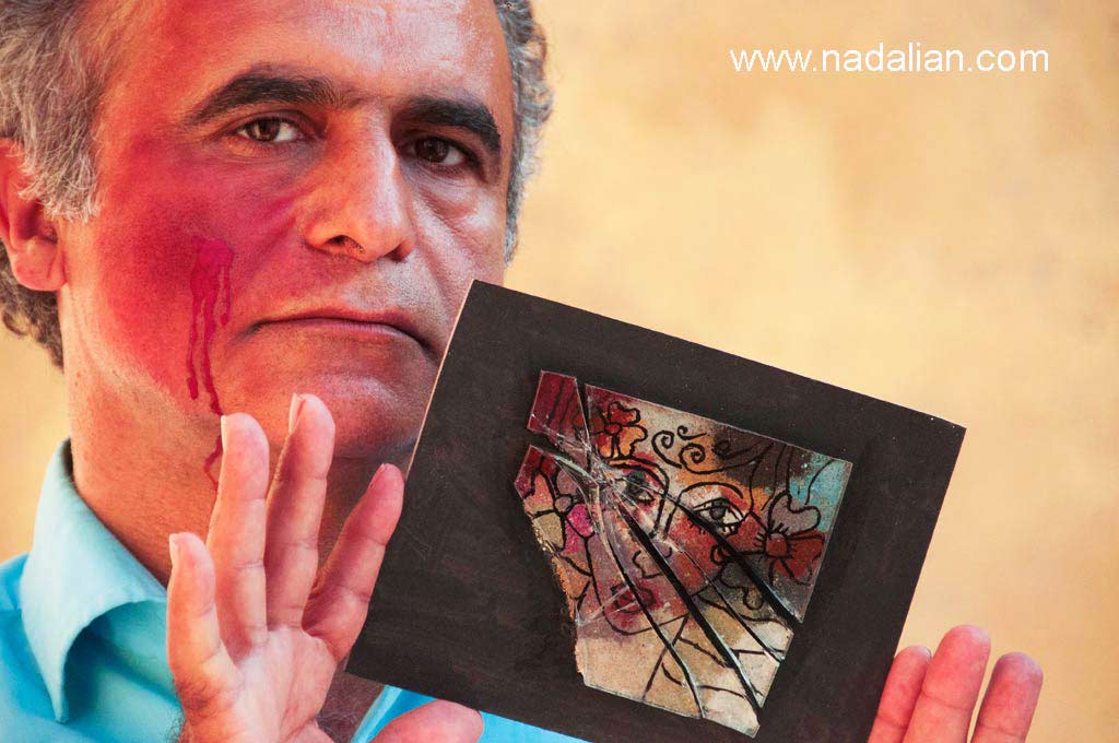 Ahmad Nadalian and  broken art work 